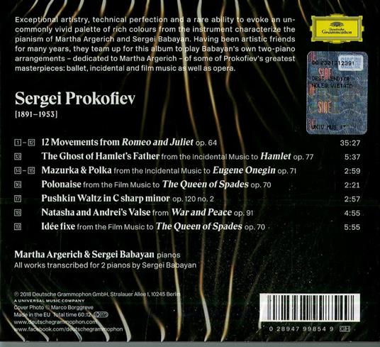 Prokofiev for Two - CD Audio di Sergei Prokofiev,Martha Argerich,Sergei Babayan - 2