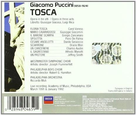 Tosca - CD Audio di Giacomo Puccini,Riccardo Muti,Carol Vaness,Giuseppe Giacomini - 2