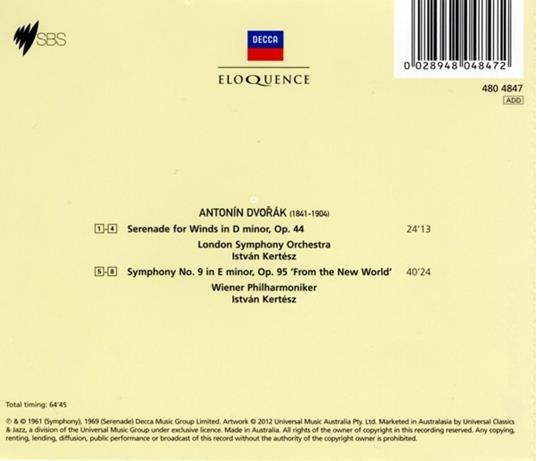 Sinfonia n.9; Serenade F - CD Audio di Antonin Dvorak - 2