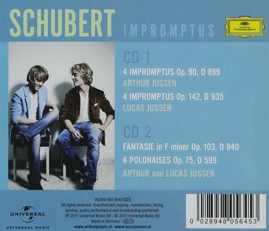 Improvvisi op.90, op.142 - Fantasia op.103 - Polonaises op.75 - CD Audio di Franz Schubert,Arthur Jussen,Lucas Jussen - 2