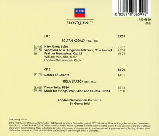 Musica per orchestra - CD Audio di Zoltan Kodaly,Bela Bartok,Georg Solti,London Philharmonic Orchestra - 2