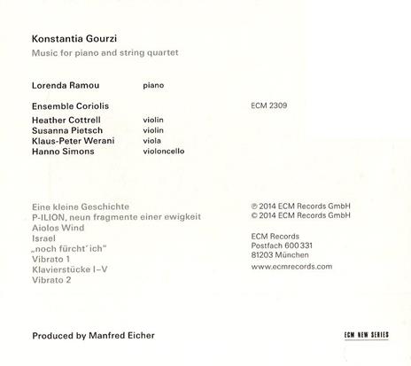 Music for Piano and String Quartet - CD Audio di Konstantia Gourzi - 2