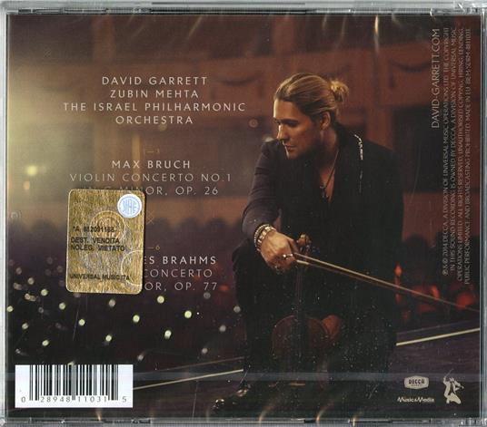 Classic Garrett. Concerti per violino - CD Audio di Johannes Brahms,Max Bruch,Zubin Mehta,Israel Philharmonic Orchestra,David Garrett - 2