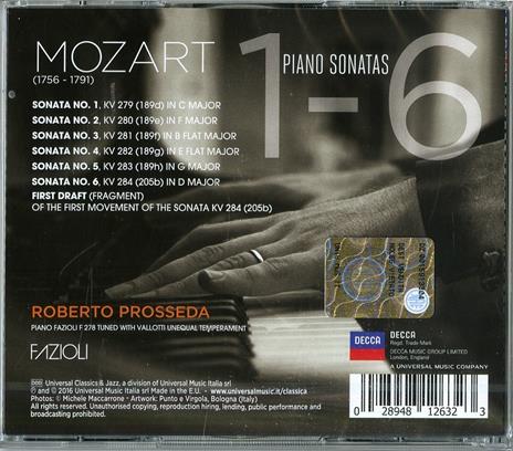 Sonate per pianoforte n.1, n.2, n.3, n.4, n.5, n.6 - CD Audio di Wolfgang Amadeus Mozart,Roberto Prosseda - 2