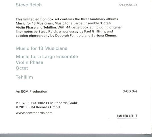 The ECM Recordings - CD Audio di Steve Reich - 2