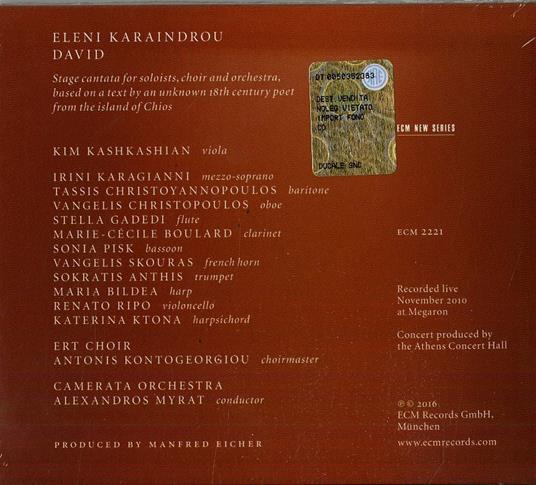 David - CD Audio di Eleni Karaindrou - 3