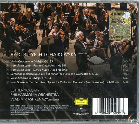 Concerto per violino - CD Audio di Pyotr Ilyich Tchaikovsky,Vladimir Ashkenazy,Philharmonia Orchestra,Esther Yoo - 2