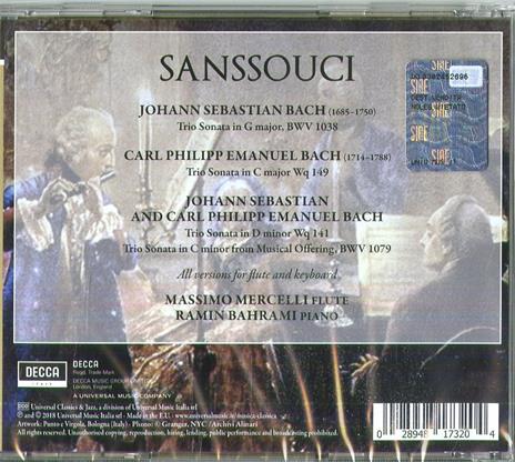 Sanssouci - CD Audio di Carl Philipp Emanuel Bach,Johann Sebastian Bach,Ramin Bahrami,Massimo Mercelli - 2