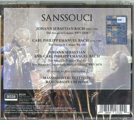 Sanssouci - CD Audio di Carl Philipp Emanuel Bach,Johann Sebastian Bach,Ramin Bahrami,Massimo Mercelli - 2
