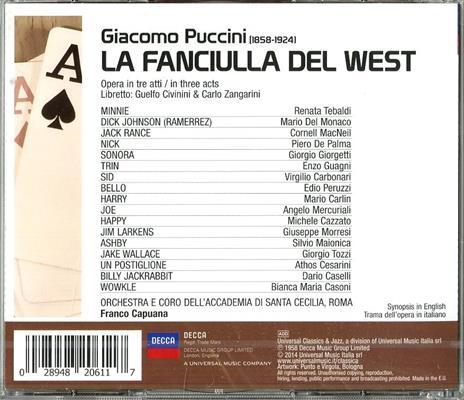 Fanciulla del West - CD Audio di Giacomo Puccini,Mario Del Monaco,Renata Tebaldi,Orchestra dell'Accademia di Santa Cecilia,Franco Capuana - 2