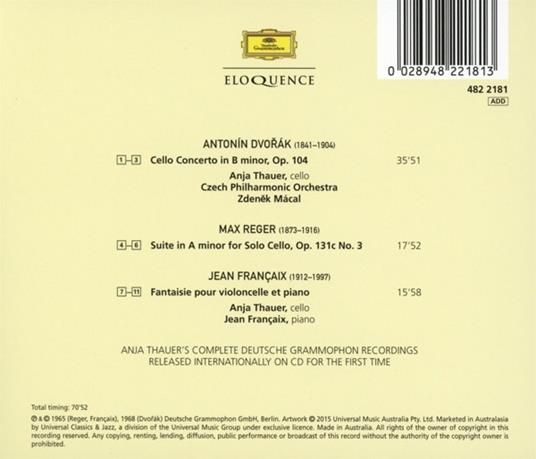 Concerto per violoncello / Suite n.3 - CD Audio di Antonin Dvorak,Max Reger,Jean Françaix,Czech Philharmonic Orchestra - 2