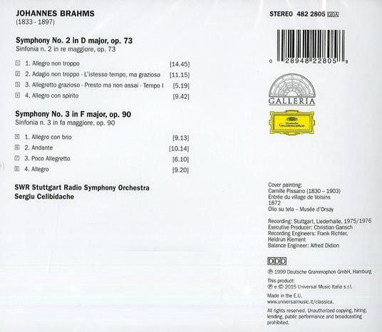 Sinfonie n.2, n.3 - CD Audio di Johannes Brahms,Sergiu Celibidache,Radio Symphony Orchestra Stoccarda - 2