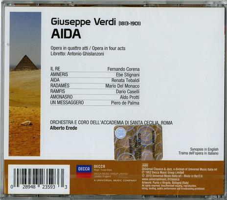 Aida - CD Audio di Giuseppe Verdi,Mario Del Monaco,Renata Tebaldi,Alberto Erede,Orchestra dell'Accademia di Santa Cecilia - 2