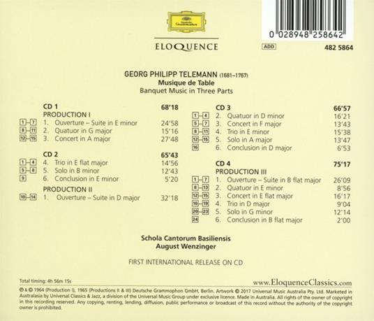 Musique de table - CD Audio di Georg Philipp Telemann,Schola Cantorum Basiliensis,August Wenzinger - 2