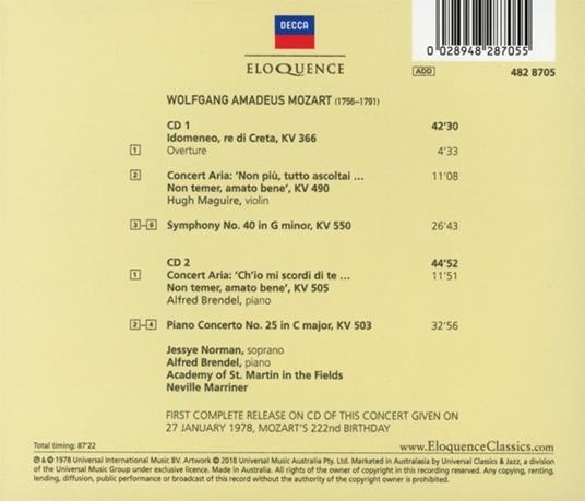 Mozart Live 1978 - CD Audio di Wolfgang Amadeus Mozart,Alfred Brendel,Jessye Norman,Neville Marriner,Academy of St. Martin in the Fields - 2