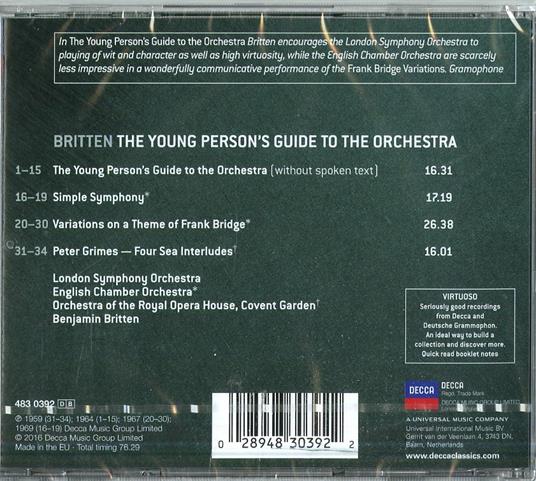 Guida del giovane all'orchestra (Serie Virtuoso) - CD Audio di Benjamin Britten,London Symphony Orchestra,English Chamber Orchestra - 2