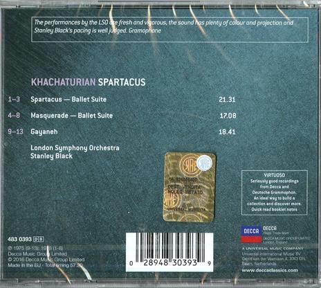 Spartacus Suite - Masquerade Suite - Gayaneh (Serie Virtuoso) - CD Audio di Aram Khachaturian,London Symphony Orchestra,Stanley Black - 2