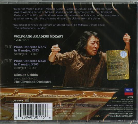 Concerti per pianoforte n.17, n.25 - CD Audio di Wolfgang Amadeus Mozart,Cleveland Orchestra,Mitsuko Uchida - 2