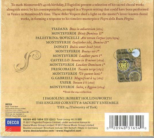 The Other Vespres - CD Audio di Claudio Monteverdi,Fagiolini - 2