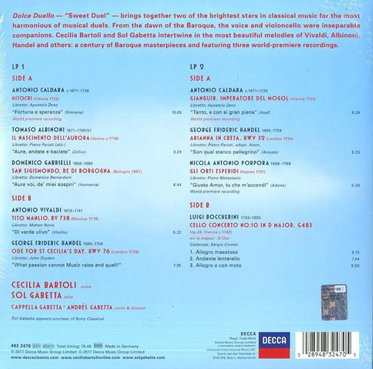 Dolce duello (Pink Coloured Vinyl) - Vinile LP di Cecilia Bartoli,Sol Gabetta,Andrés Gabetta,Cappella Gabetta - 2