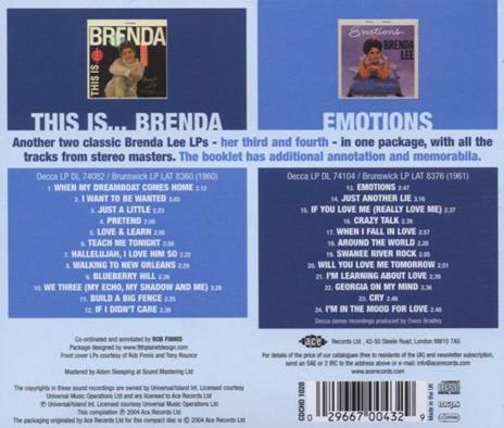 This Is Brenda-Emotions - CD Audio di Brenda Lee - 2