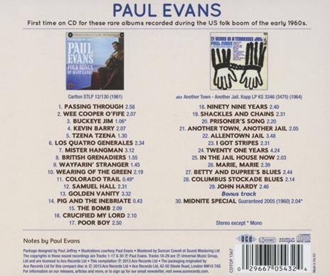 Folk Songs of Many Lands - 21 Years in a Tennessee Jail - CD Audio di Paul Evans - 2