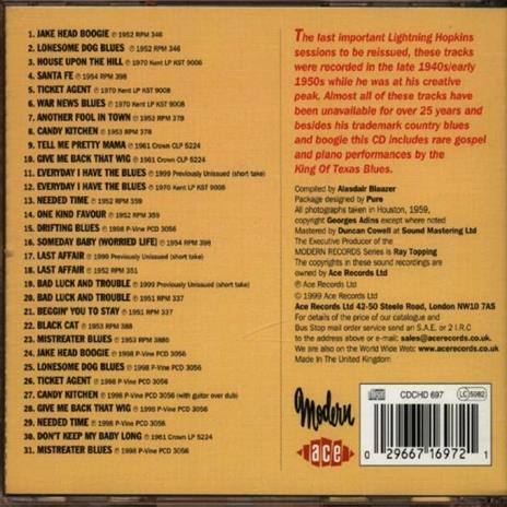 Jake Head Boogie - CD Audio di Lightnin' Hopkins - 2