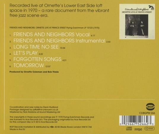 Friends and Neighbors. Ornette Live at Prince Street - CD Audio di Ornette Coleman - 2
