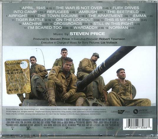Fury (Colonna sonora) - CD Audio di Steven Price - 2