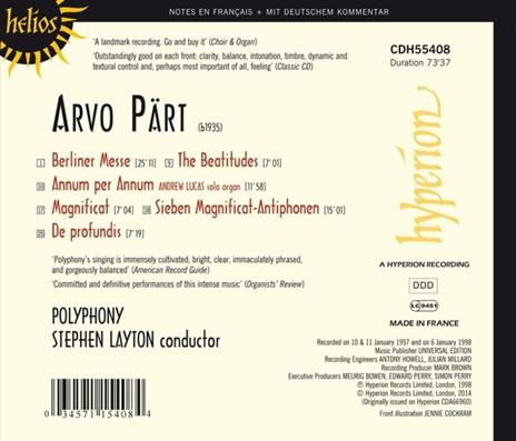 Berliner Messe - Magnificat - CD Audio di Arvo Pärt,Stephen Layton - 2