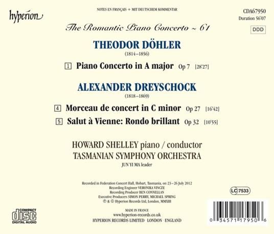 The Romantic Piano Concerto vol.61 - CD Audio di Howard Shelley,Alexander Dreyschock,Theodore Döhler - 2