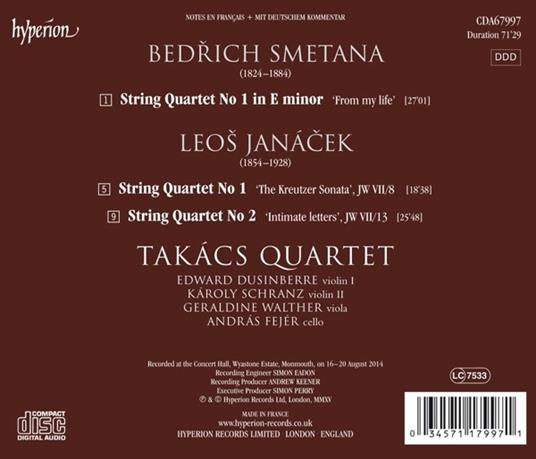 Quartetti per archi - CD Audio di Bedrich Smetana,Leos Janacek,Takacs Quartet - 2