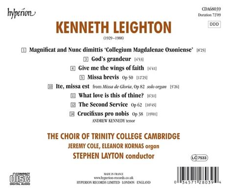 Crucifixus e altre opere corali - CD Audio di Kenneth Leighton,Trinity College Choir Cambridge,Andrew Kennedy - 2