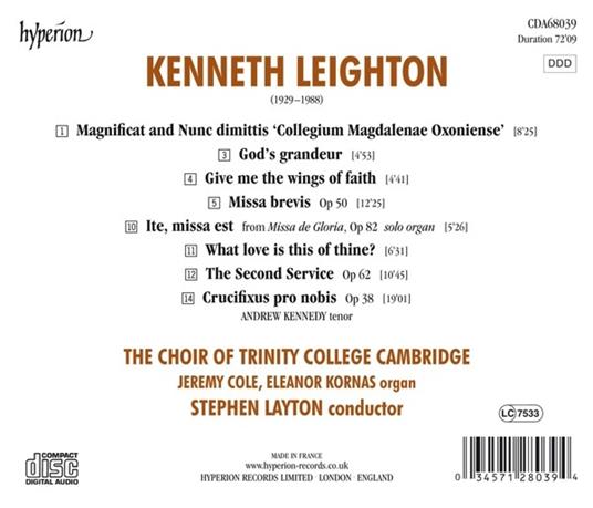 Crucifixus e altre opere corali - CD Audio di Kenneth Leighton,Trinity College Choir Cambridge,Andrew Kennedy - 2