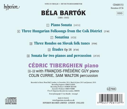 Sonata per 2 pianoforti e percussioni - CD Audio di Bela Bartok,Cédric Tiberghien,François-Frédéric Guy - 2