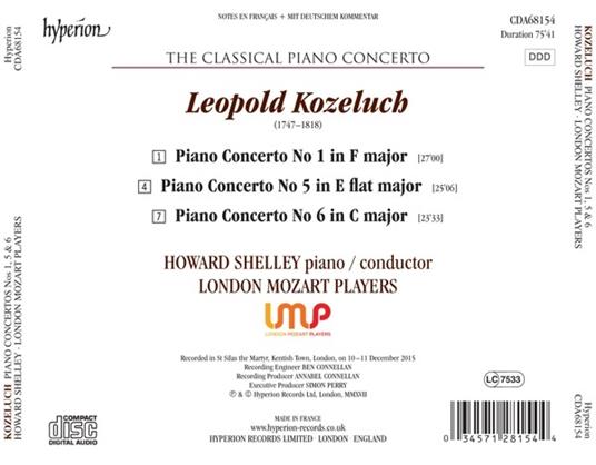 Concerti per pianoforte n.1, n.5, n.6 - CD Audio di Leopold Antonin Kozeluch - 2