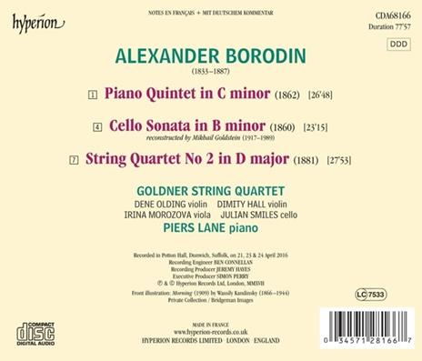 Quintetto con pianoforte - Quartetto per archi n.2 - CD Audio di Alexander Borodin,Goldner String Quartet,Piers Lane - 2