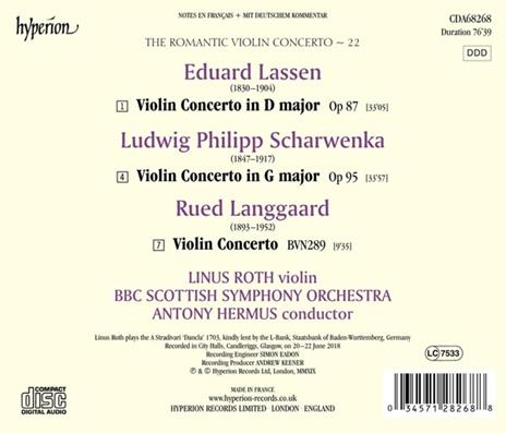 Concerti per violino vol.22 - CD Audio di BBC Scottish Symphony Orchestra,Philipp Scharwenka,Eduard Lassen,Linus Roth - 2