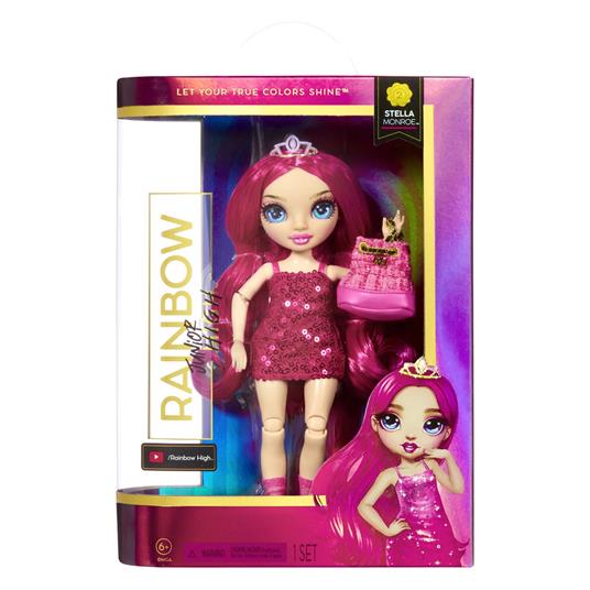 Rainbow High Junior High - STELLA MONROE - Bambola alla moda Rainbow High da 23 cm con Vestito e Accessori - Include Zaino in Tessuto con Funzione di Apertura e Chiusura - Età: 6+ anni
