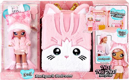 Na! Na! Na! Surprise 3-in-1 Backpack Bedroom Series 3 Playset- Pink Kitty - 6