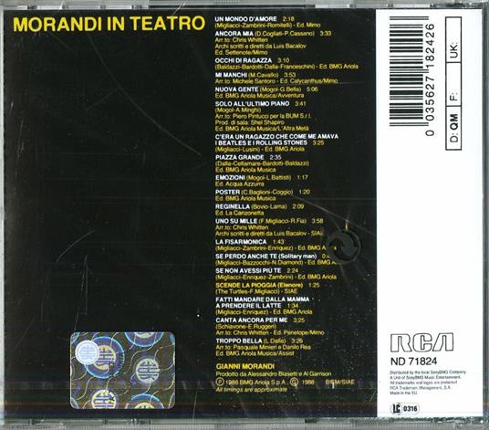 Morandi in Teatro - CD Audio di Gianni Morandi - 2