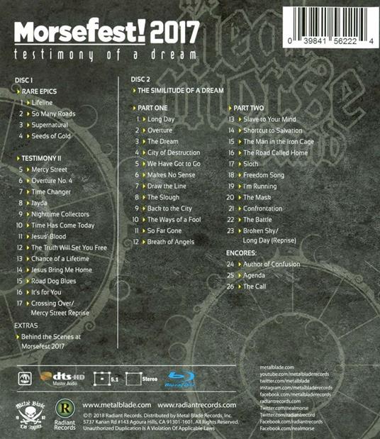 Morsefest 2017. Testimony of a Dream (2 Blu-ray) - Blu-ray di Neal Morse - 2