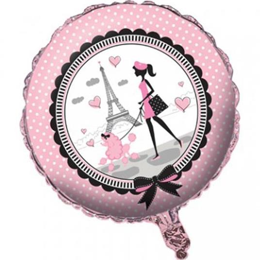Pallone Fashion Paris. Palloncino In Foil Mylar Gonfiabile Ad Aria O Elio Ã45Cm