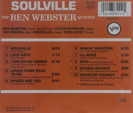 Soulville - CD Audio di Ben Webster - 2