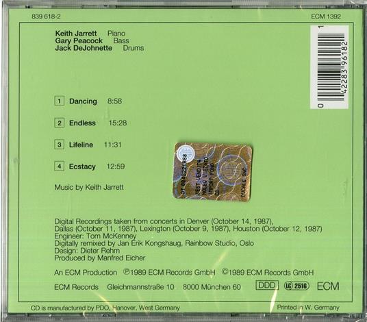 Changeless - CD Audio di Keith Jarrett,Gary Peacock,Jack DeJohnette - 2