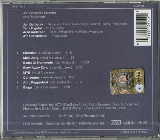 Afric Pepperbird - CD Audio di Jan Garbarek,Arild Andersen,Jon Christensen,Terje Rypdal - 2