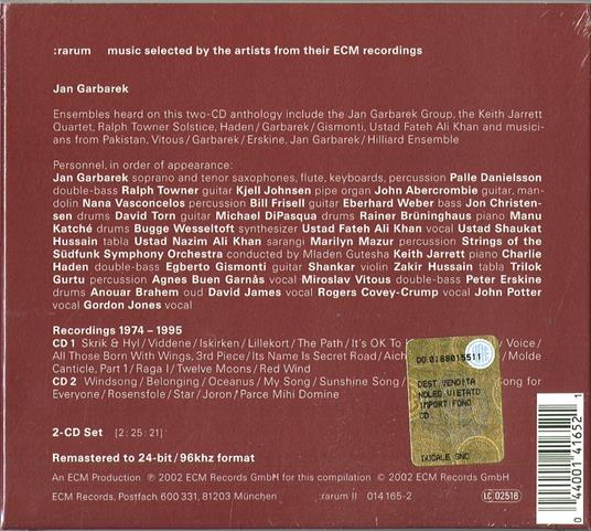 Selected Recordings (:rarum) - CD Audio di Jan Garbarek - 2