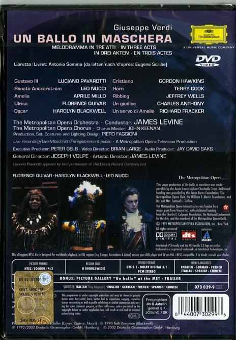 Giuseppe Verdi. Un ballo in maschera (DVD) - DVD di Luciano Pavarotti,Aprile Millo,Giuseppe Verdi - 2