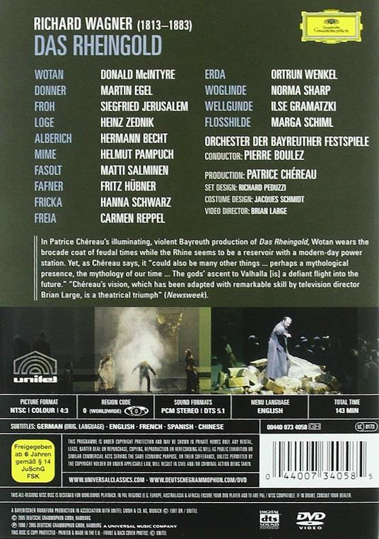 Richard Wagner. Das Rheingold. L'oro del Reno (DVD) - DVD di Pierre Boulez,Richard Wagner,Heinz Zednik,Hermann Becht,Donald McIntyre - 2
