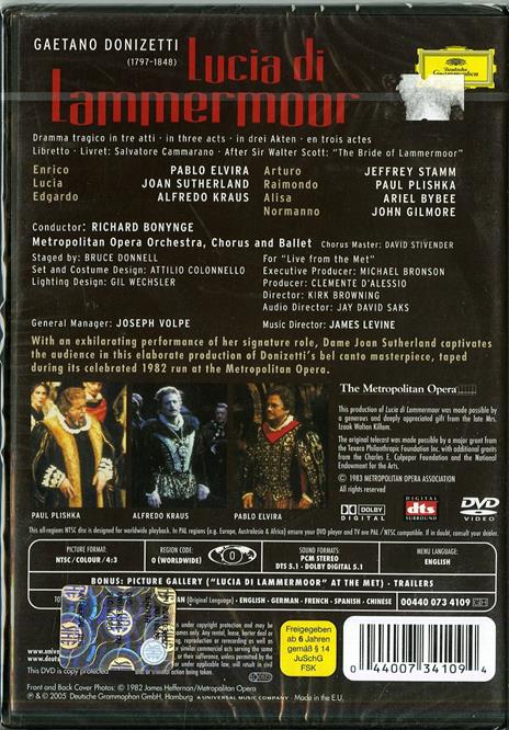 Gaetano Donizetti. Lucia di Lammermoor (DVD) - DVD di Gaetano Donizetti,Joan Sutherland,Alfredo Kraus - 2